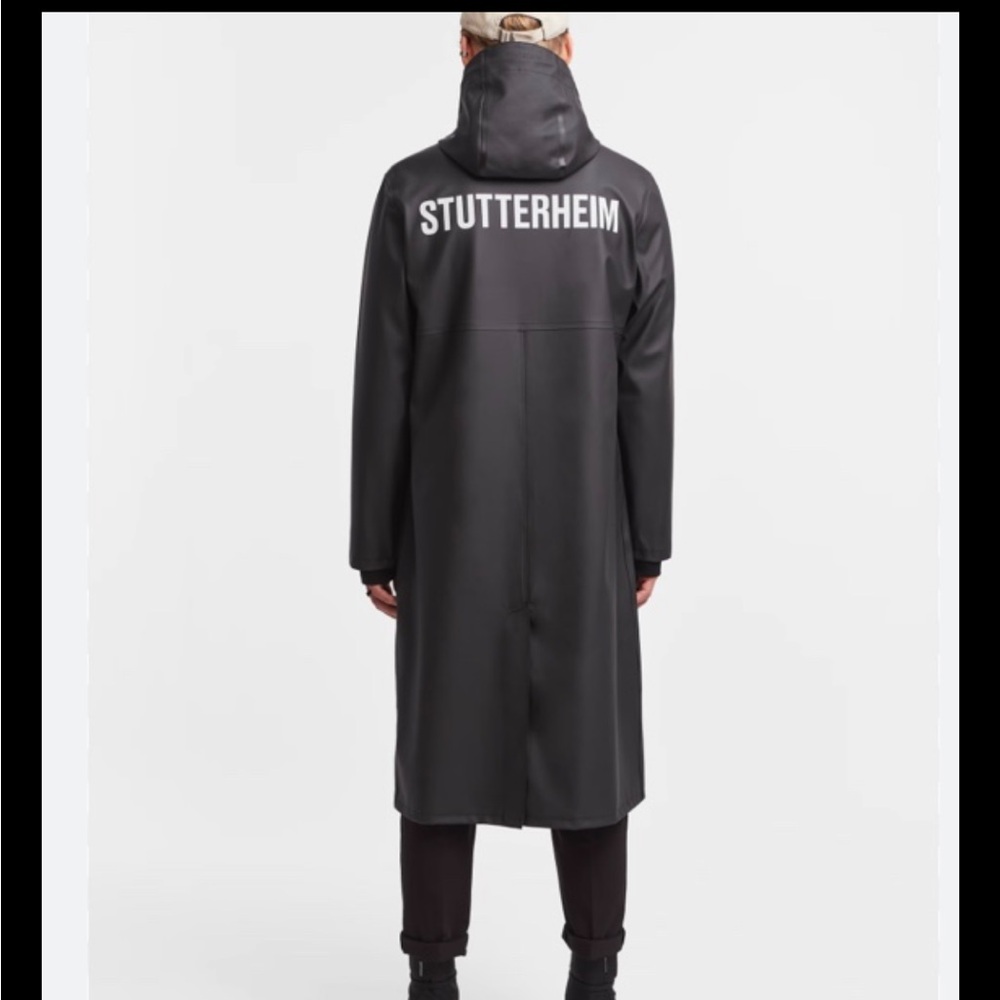 🖤 Stutterheim Stockholm Long Print WATERPROOF Raincoat Unisex XS Black
